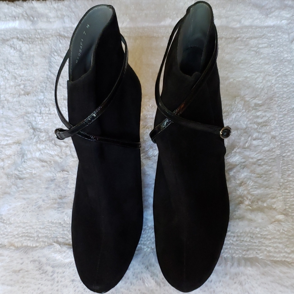 Charles Jourdan Black Suede Ankle Boots